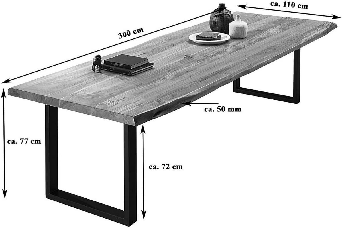 ESSTISCH VALIN - Schwarz/Braun, Holz/Metall (110/300/79cm) - SAM