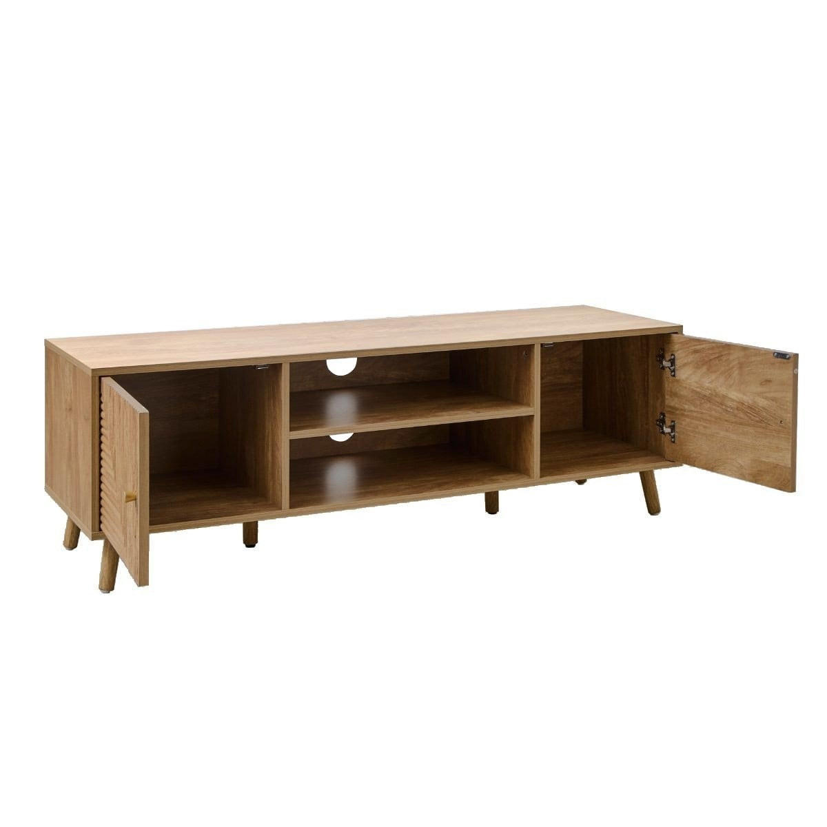 TV-MÖBEL 2 Türen mit Fronten in Lamellenoptik in L-Form Eden 140/40/45 cm - Eschefarben, Holzwerkstoff (40/45/48cm) - Calicosy