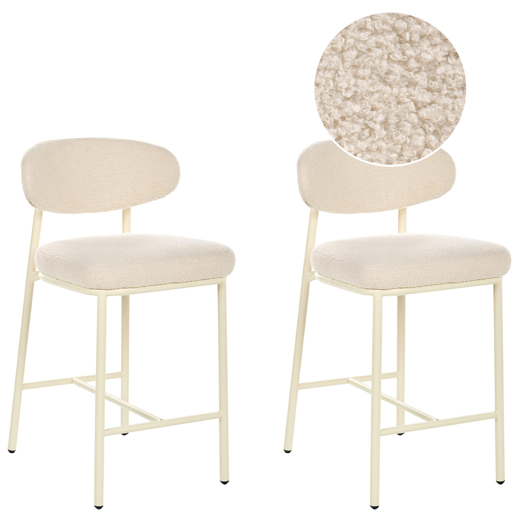 BARSTUHL 2er-Set Bouclé Hellbeige Unity - Beige, Textil (50/92/55cm) - Beliani