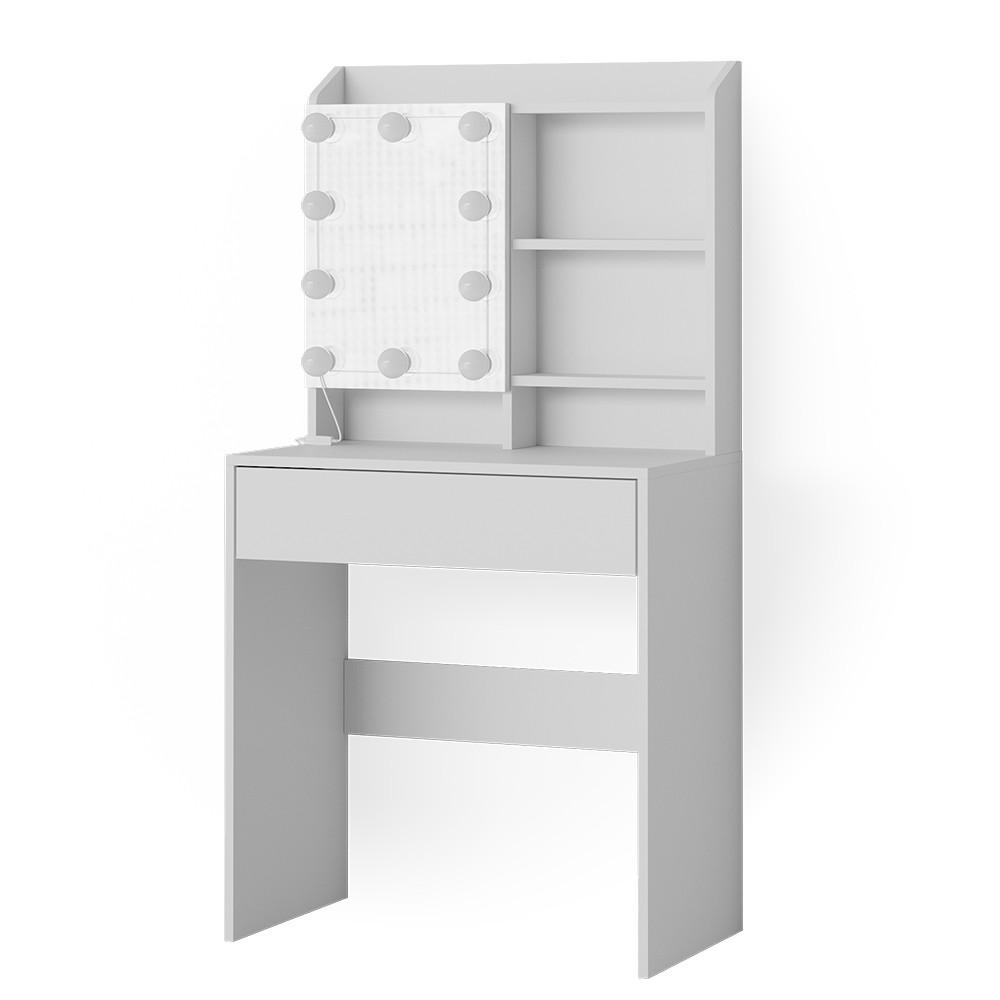 SCHMINKTISCH Laura Weiß 70 cm mit LED Beleuchtung - Weiß, Holzwerkstoff (70/136/40cm) - Vicco