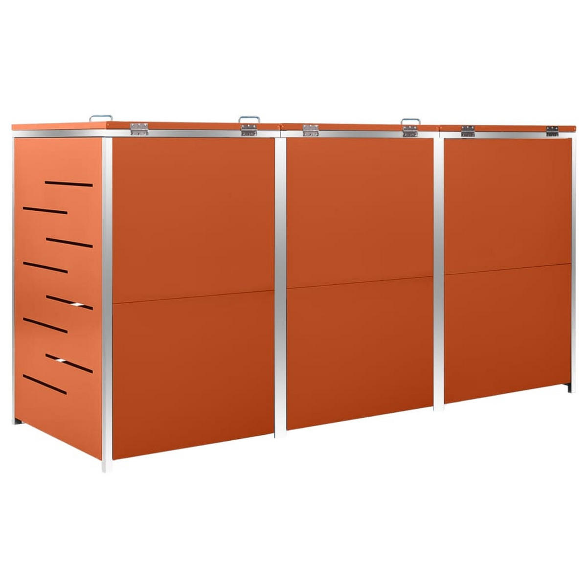 3ER Mülltonnenbox JAGU Edelstahl | Orange | 115x207x77,5cm | Für 3 Tonnen 240L - Orange, Metall (207/115/77.5cm) - DELUKE