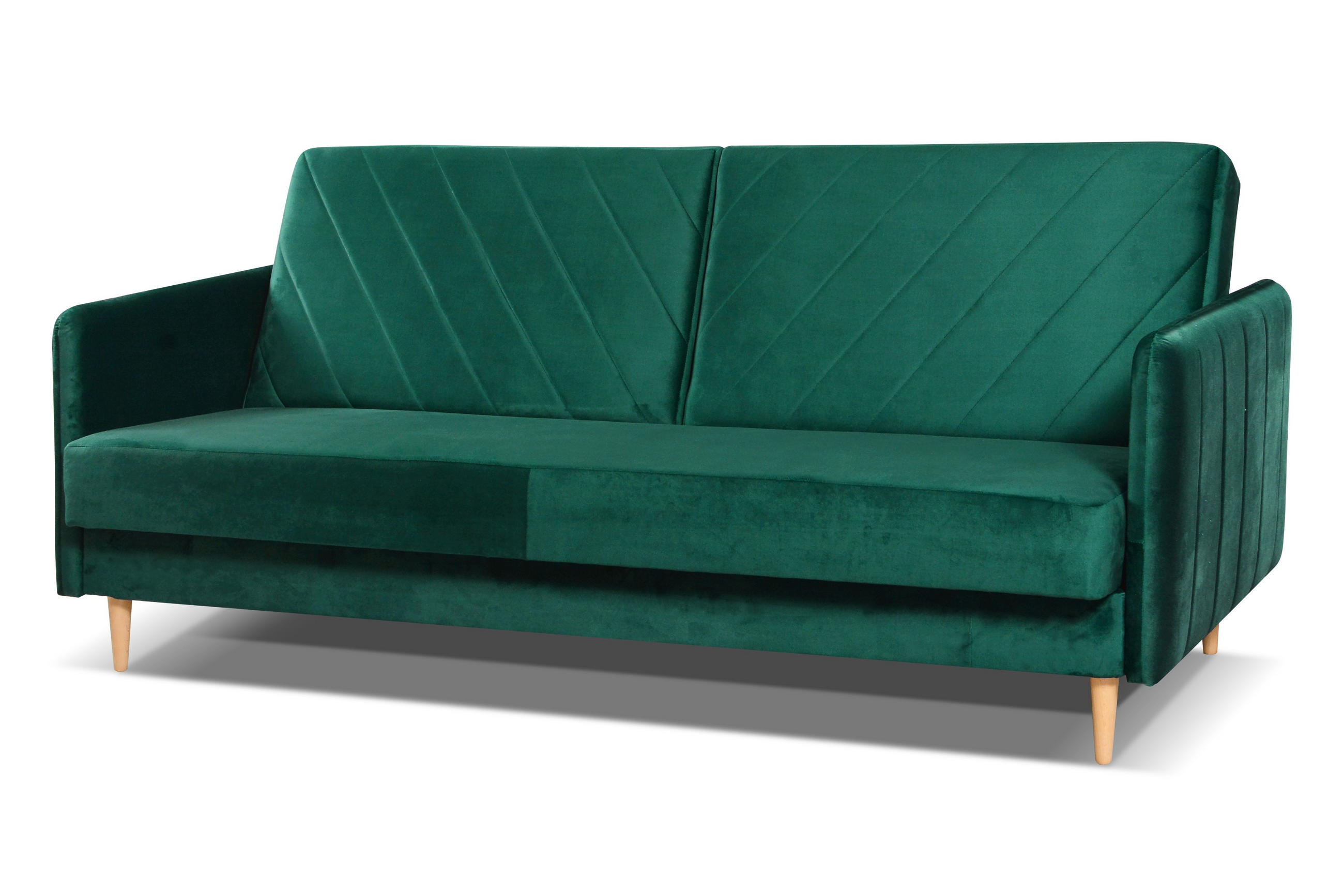 SCHLAFSOFA Vesto Flaschengrün Velours - Bettkasten - 207x93 cm - Waldgrün, Holz/Holzwerkstoff (207/93/93cm) - Ravio