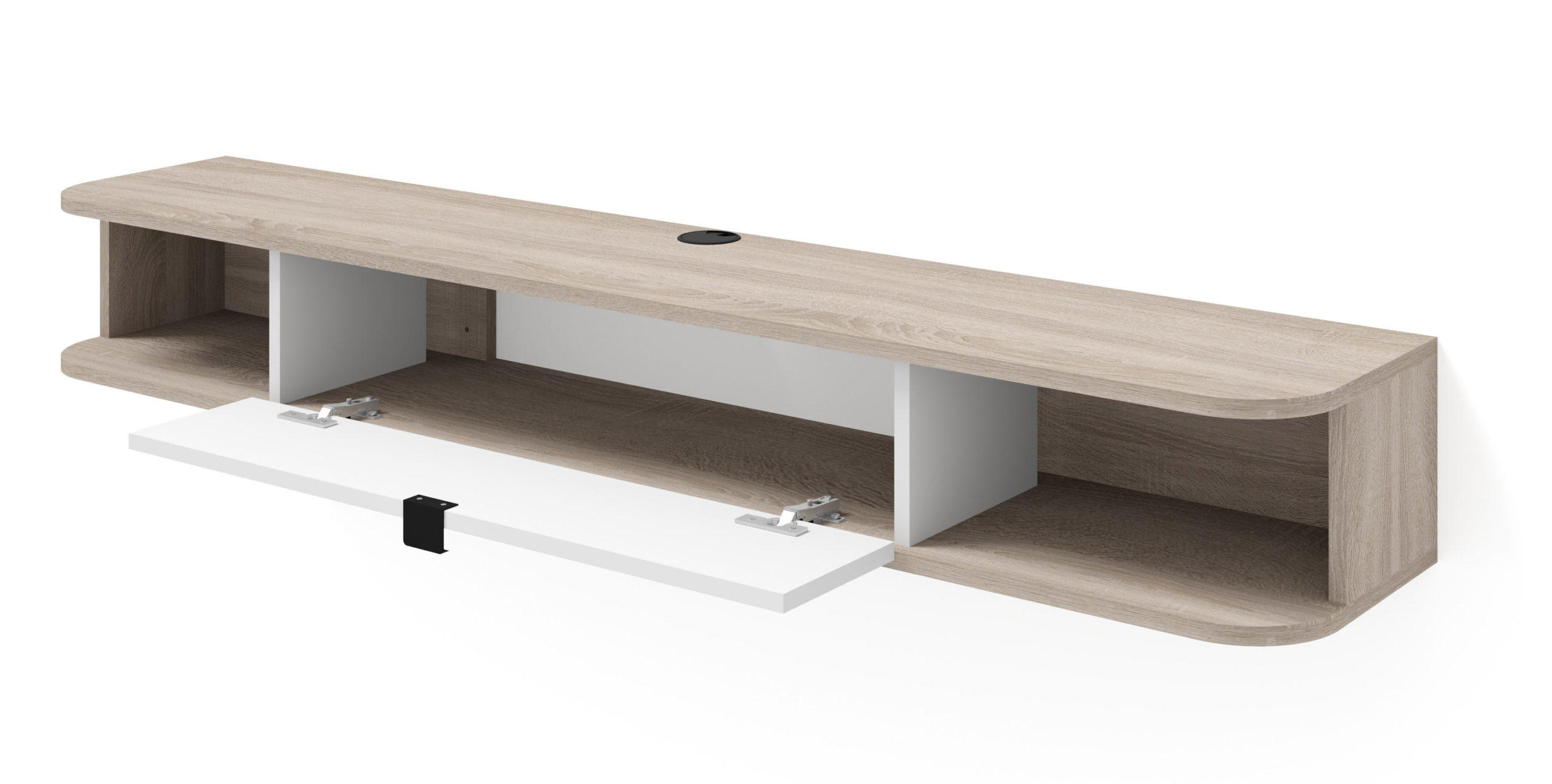 TV LOWBOARD Sonoma Eiche, Weiß 156/20/29 - Weiß/Sonoma Eiche, Holzwerkstoff (156/20/29cm) - RAUMHIRSCH FURNITURE