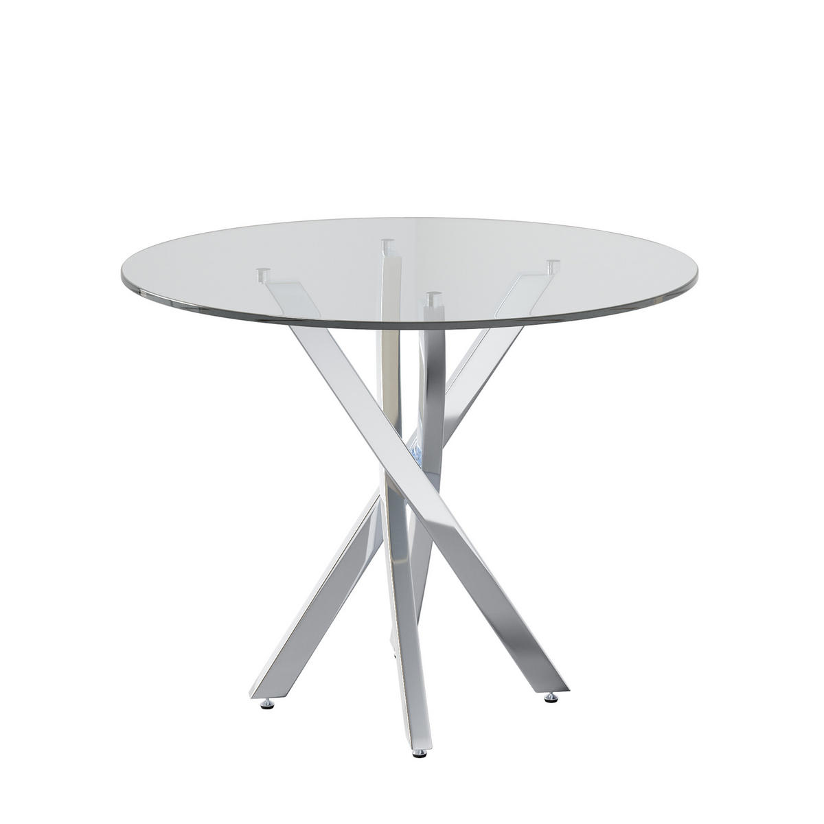 ESSTISCH 80/75/80 cm Silber aus Glas mit Metallgestell - Silberfarben, Glas (80/80/75cm) - OKMYHOME