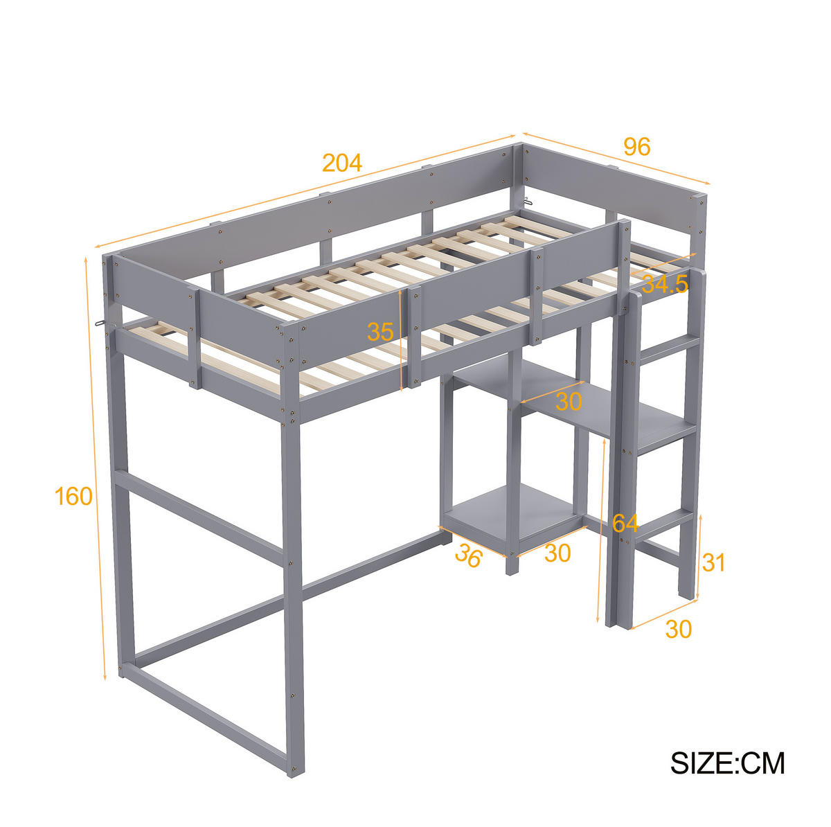 HOCHBETT mit Ablageregal 90x200 cm Kiefernholz Grau - Grau, Holzwerkstoff (90/200cm) - Beauniv