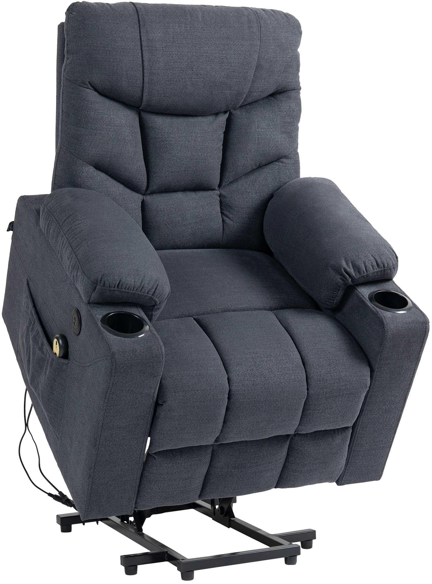 SESSEL Stoff dunkelgrau - Dunkelgrau/Schwarz, Textil/Metall (84/104/95cm) - CLP