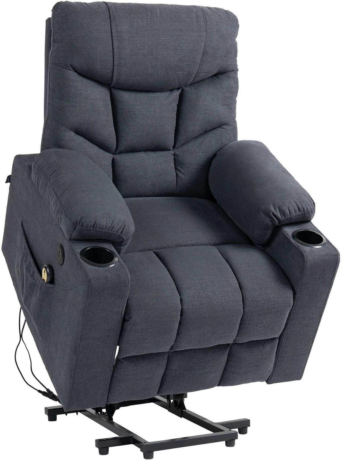 SESSEL Stoff dunkelgrau - Dunkelgrau/Schwarz, Textil/Metall (84/104/95cm) - CLP