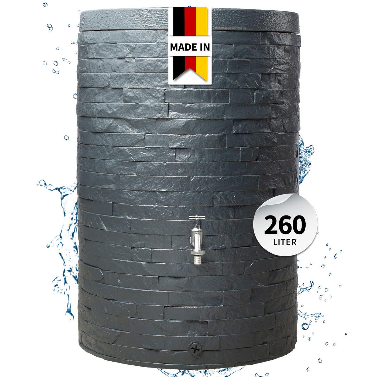 REGENTONNE 260 L, graphite grey - Grau, Kunststoff (60/93/60cm) - GARANTIA