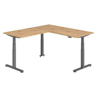 ECKSCHREIBTISCH elektrisch höhenverstellbar L-Form 200/180/74 cm in Wildeiche/Graphitfarben - Wildeiche/Graphitfarben, Holzwerkstoff (200/180/74cm) - bümö
