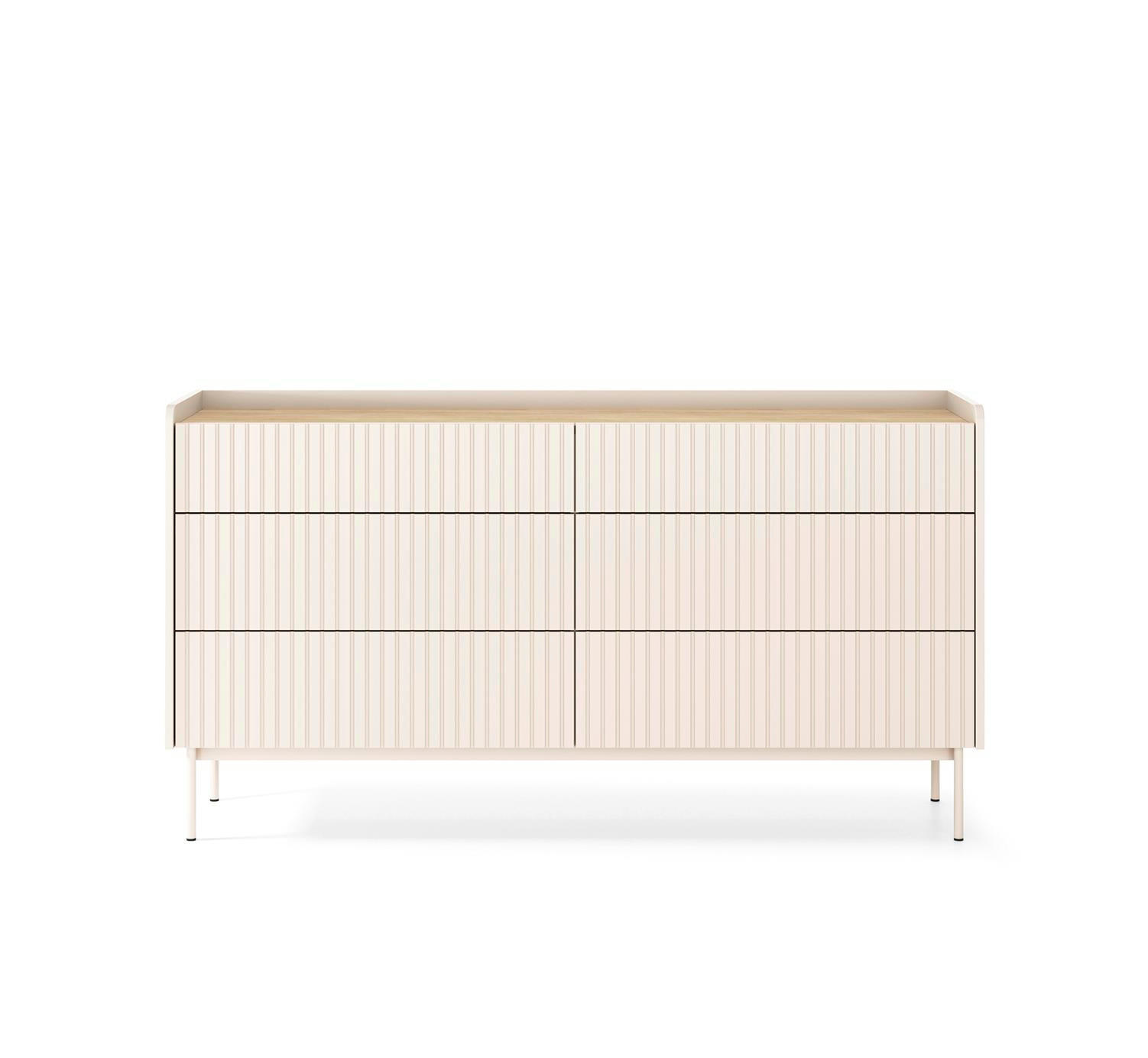 KOMMODE Levant 153 Beige, Kombikommoden mit 3 Schubladen - Beige, Holzwerkstoff (153/82/38cm) - Bettso