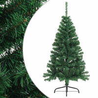 HALB-WEIHNACHTSBAUM Künstlicher Mit Ständer Grün 150 Cm Pvc - Grün, Kunststoff (150cm) - vidaXL