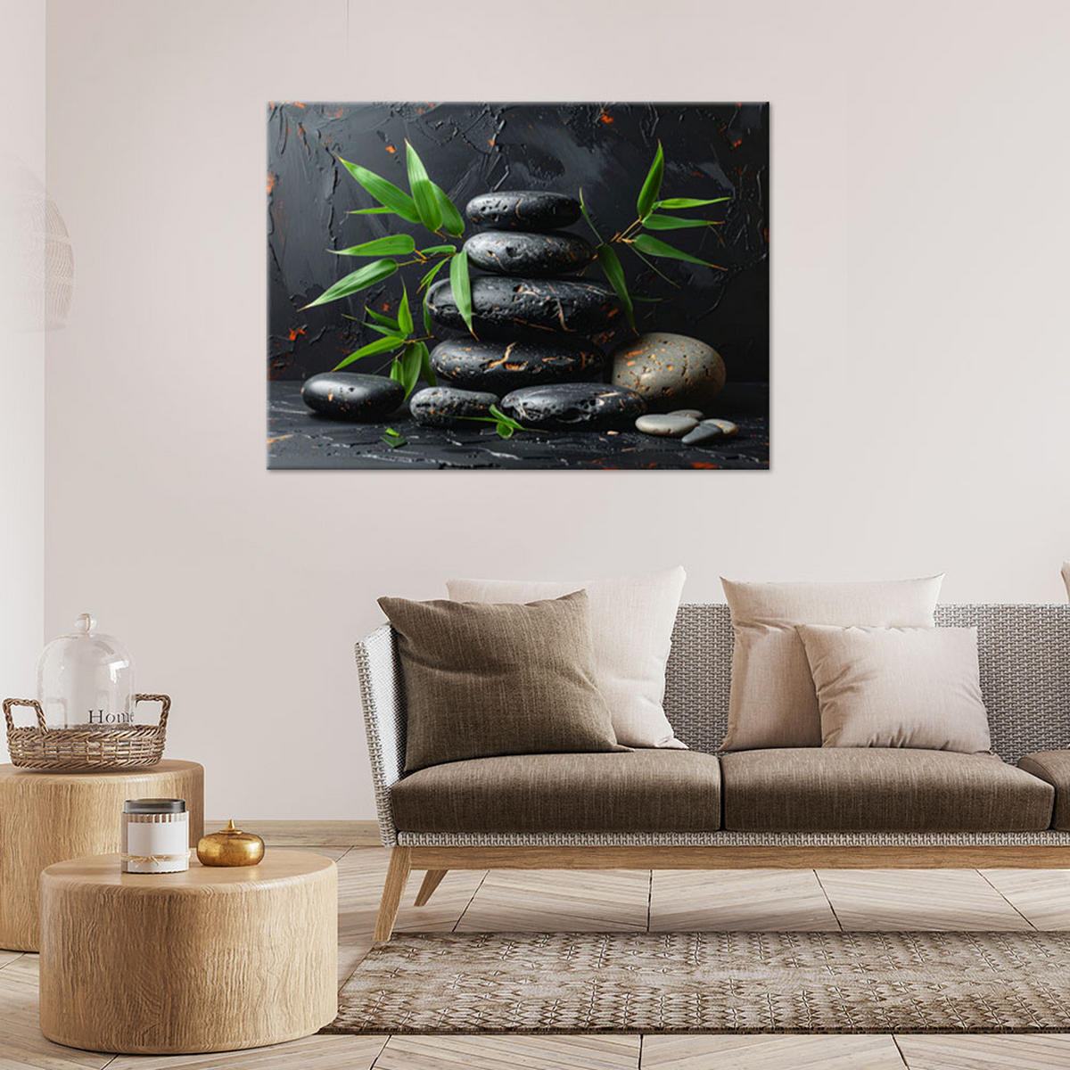 LEINWANDBILD Zen und Orientalisch 90x60cm - Schwarz, Textil (90/60cm) - Feeby