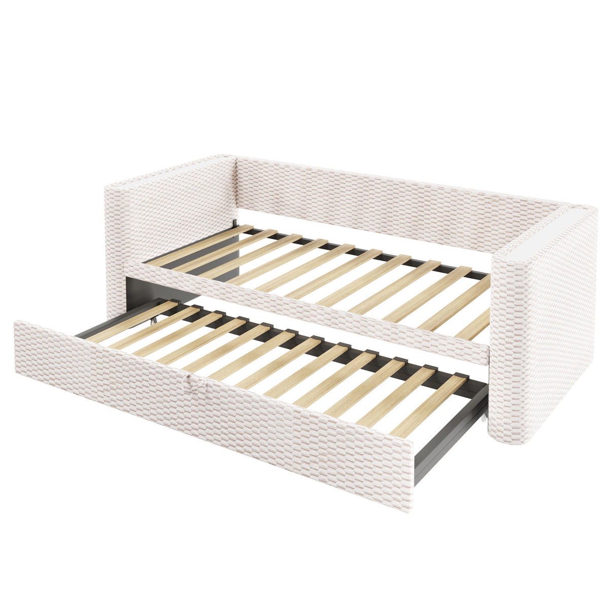 TAGESBETT 90/200 cm DE-04694, mit Ausziehbett in Beige - Beige, Holzwerkstoff/Metall (90/200cm) - ComfortXL