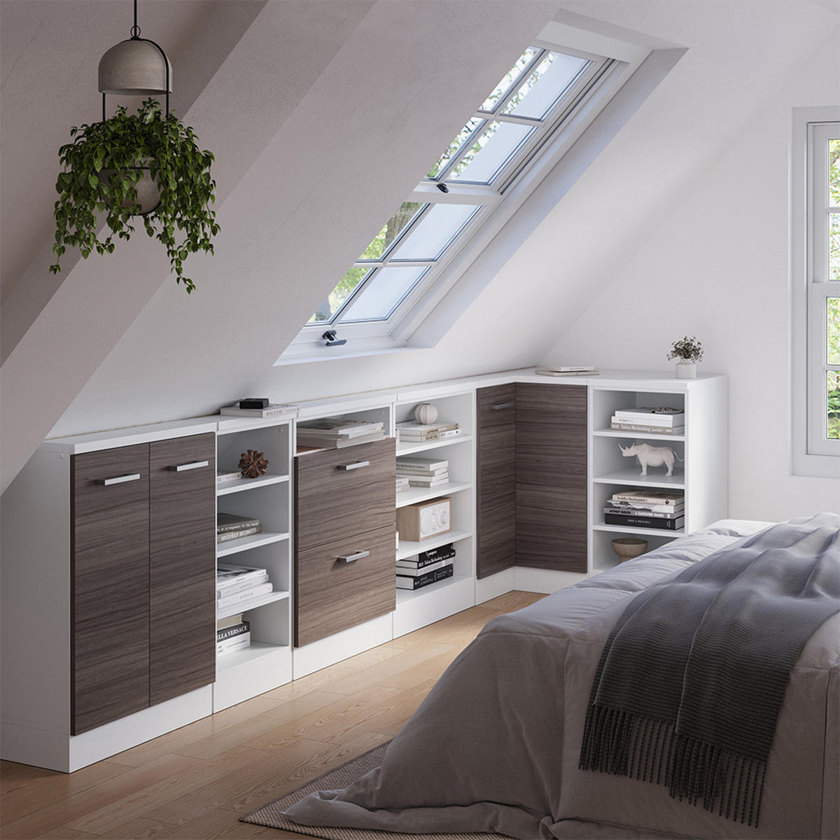 DACHSCHRÄGENSCHRANK ECKSCHRANK Rion Edelgrau/Weiß 75.6 x 81.6 cm mit 1 Tür - Weiß/Grau, Holzwerkstoff (75.6/81.6/75.6cm) - Vicco