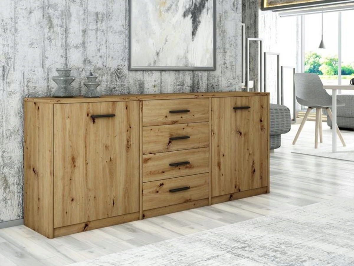 KOMMODE Bodo 2D4S Artisan Eiche 177/35/75 cm - Eiche Artisan, Holzwerkstoff (177/75/35cm) - Matkam Möbel
