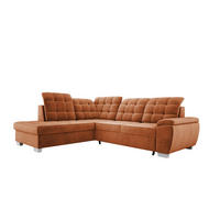ECKSOFA LOTTA SALVADOR Bettkasten verstellbare Kopfstützen hochwertige Verarbeitung lose Rückenkissen freistehend LINKS 212x258x106 cm Dark orange - Dunkelorange, Holz/Textil (212/258cm) - DomoHome