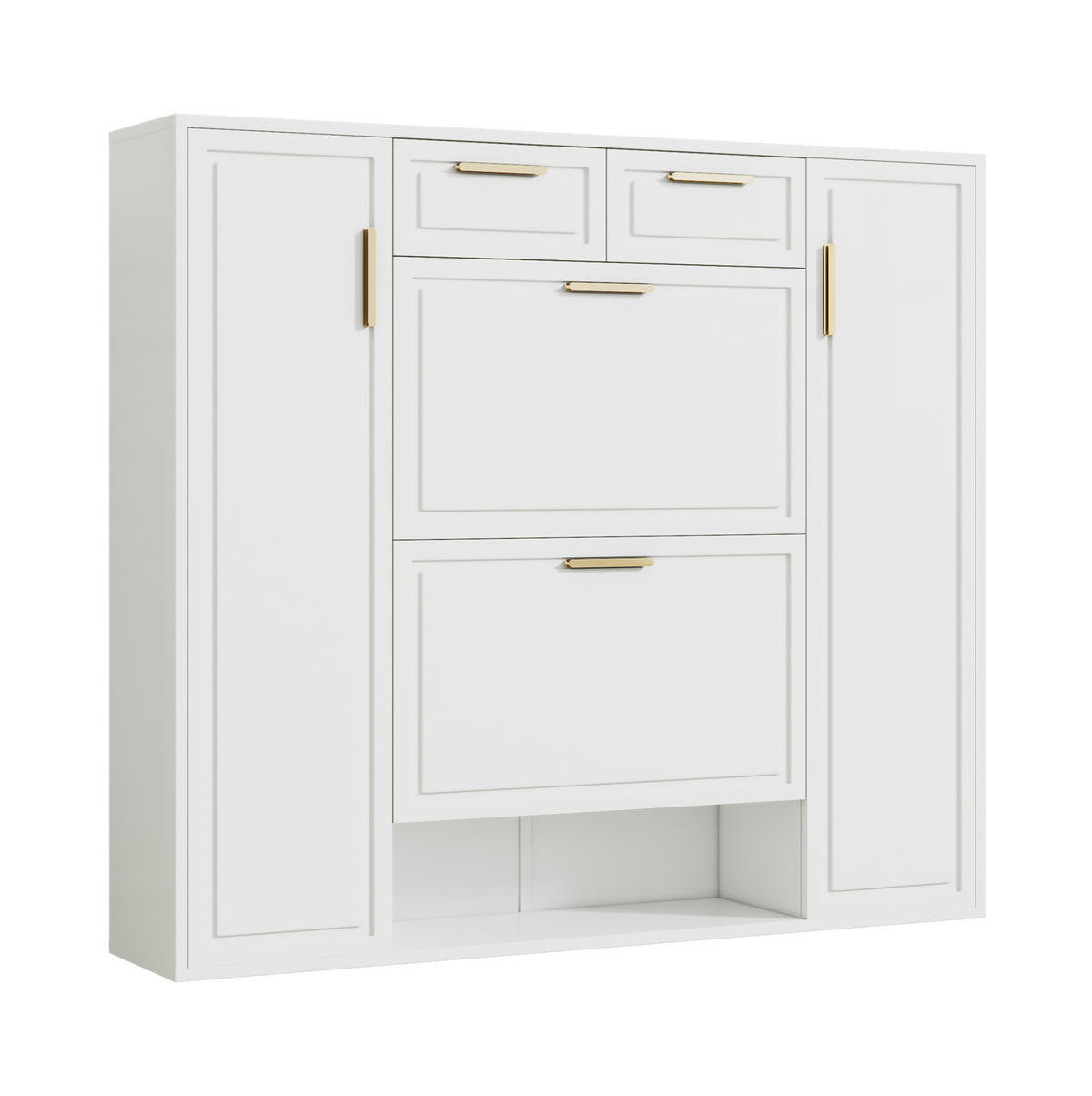 SCHUHSCHRANK 120/24/107 cm weiß aus MDF und Spanplatte mit Stauraum - Weiß, Holzwerkstoff (120/107/24cm) - OKWISH
