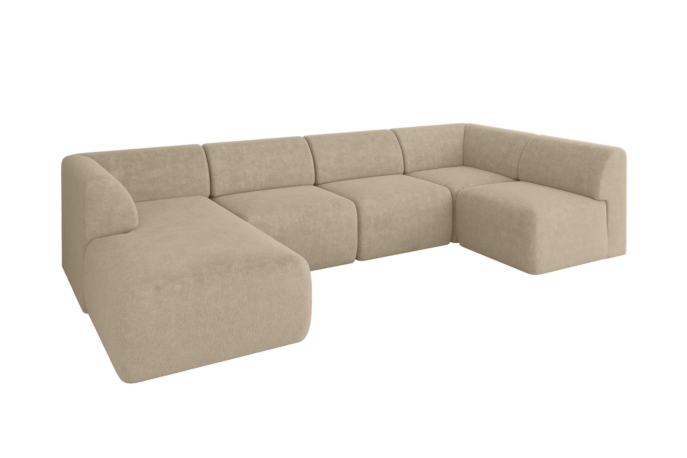WOHNLANDSCHAFT Ottomane Links MOVO-L 345x180x78 cm Creme Tissu - Klar, Holzwerkstoff/Kunststoff (345/78/180cm) - ALTDECOR
