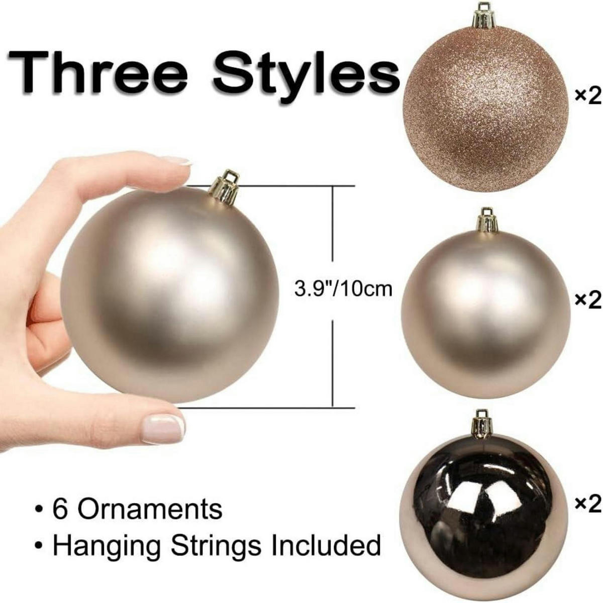 CHRISTBAUMKUGELN 6-teiliges Set Roségold 10 cm - Goldfarben, Kunststoff (10/10/10cm)