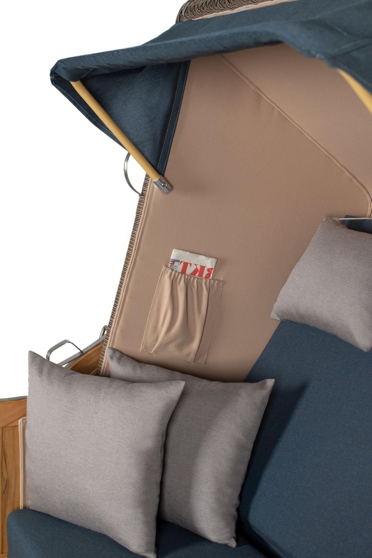 STRANDKORB Komplettset: Schaalsee Teak - PE grau - Modell 593 - Grau, Holz/Kunststoff (125/170/80cm) - bene living