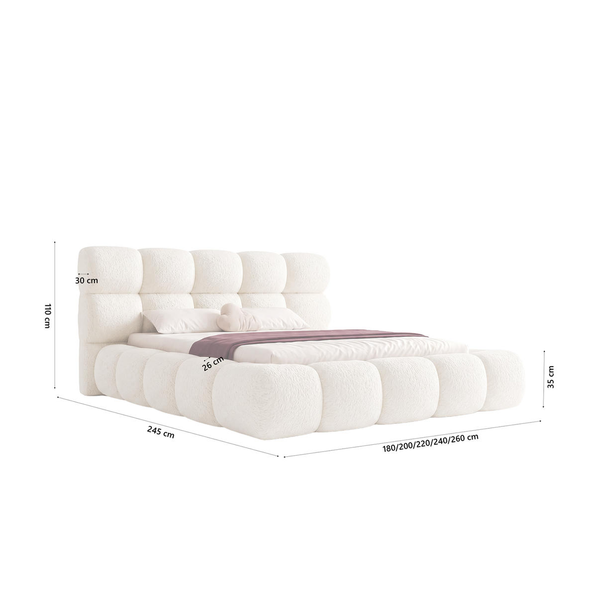 POLSTERBETT FERAGU 120x200 cm, Creme - Creme, Textil (200/120cm) - Fedve
