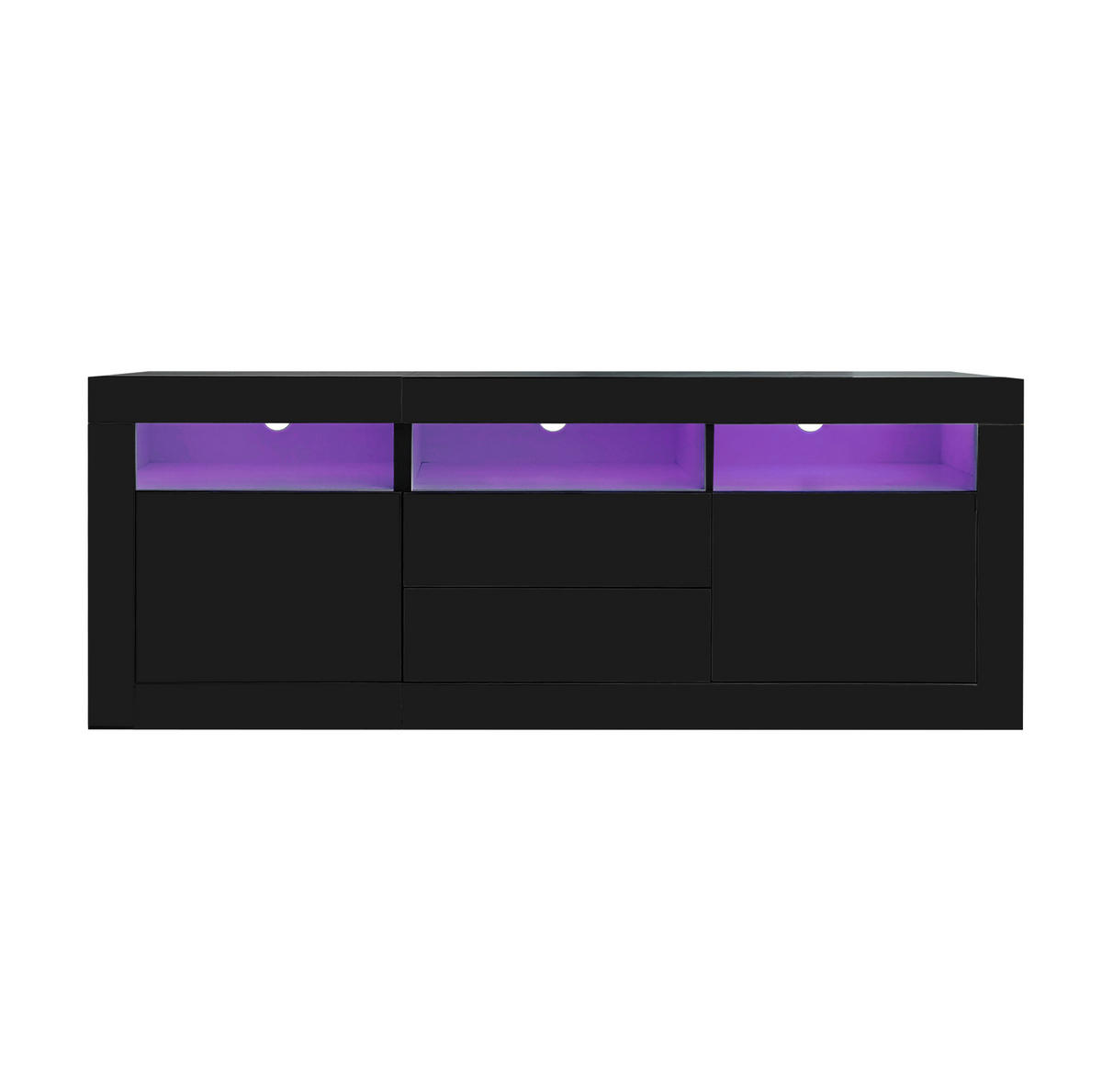 TV-SCHRANK aus Spanplatte 160x35x60 cm Schwarz mit LED-Beleuchtung, App-Steuerung und viel Stauraum - Schwarz, Holzwerkstoff (160/60/35cm) - Modfu