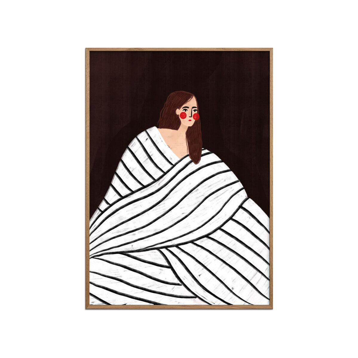 POSTER mit Rahmen Bea Muller - The Woman With Black and White Stripes - Eichefarben/Multicolor, Holz/Papier (50/70cm) - Poster&Frame