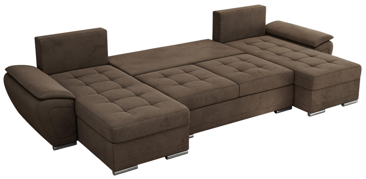 WOHNLANDSCHAFT UMBRIA U Braun Velvet - Braun/Grau, Textil/Metall (336/85/157cm) - MKS