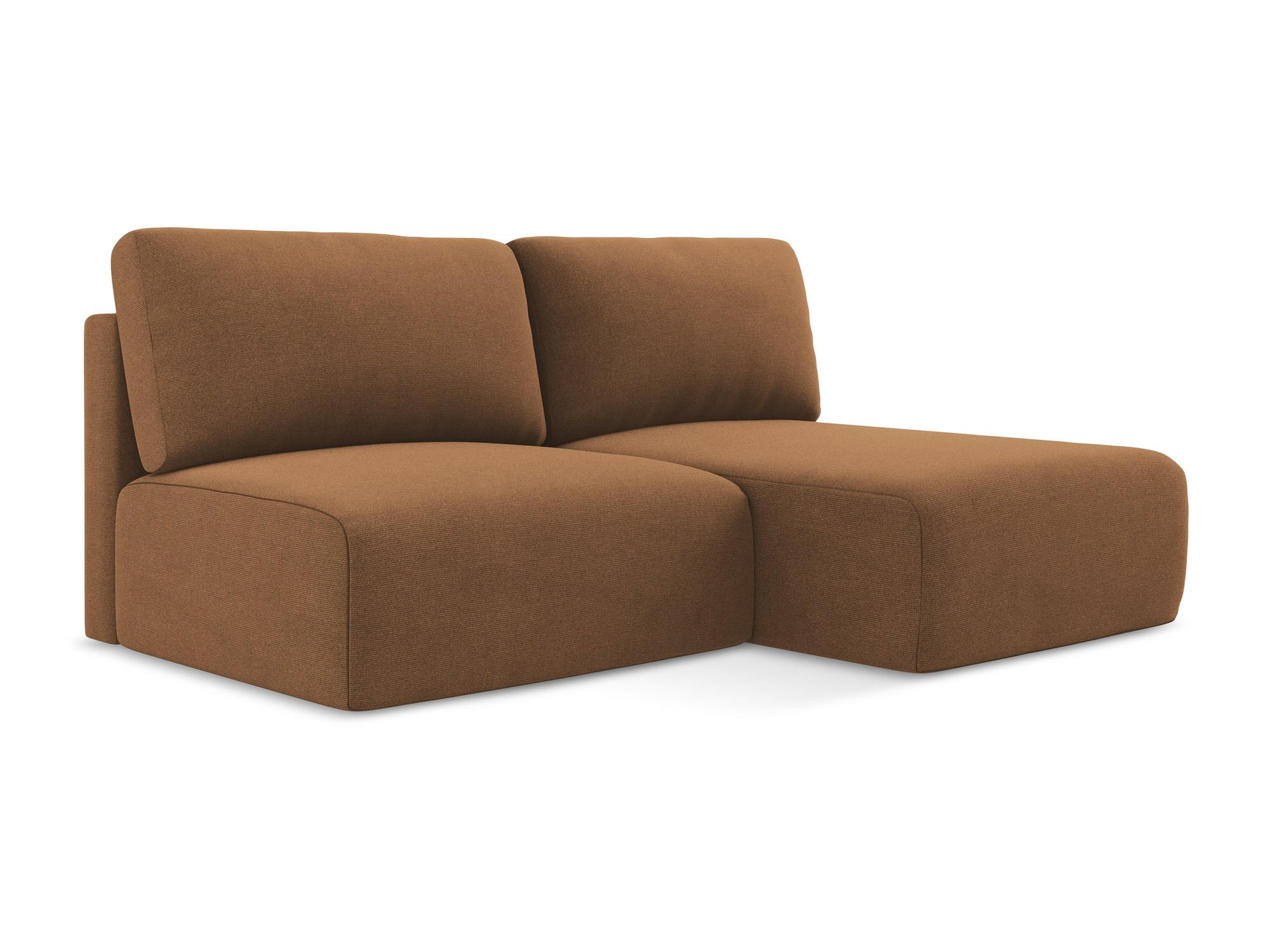 ECKSOFA mit Schlaffunktion rechts Strukturstoff Stoff Orange - Beige/Terra cotta, Kunststoff/Textil (210/149cm) - Makamii