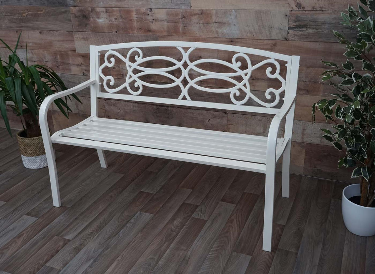 GARTENBANK Weiß - Weiß, Metall (127/87/58cm) - MCW