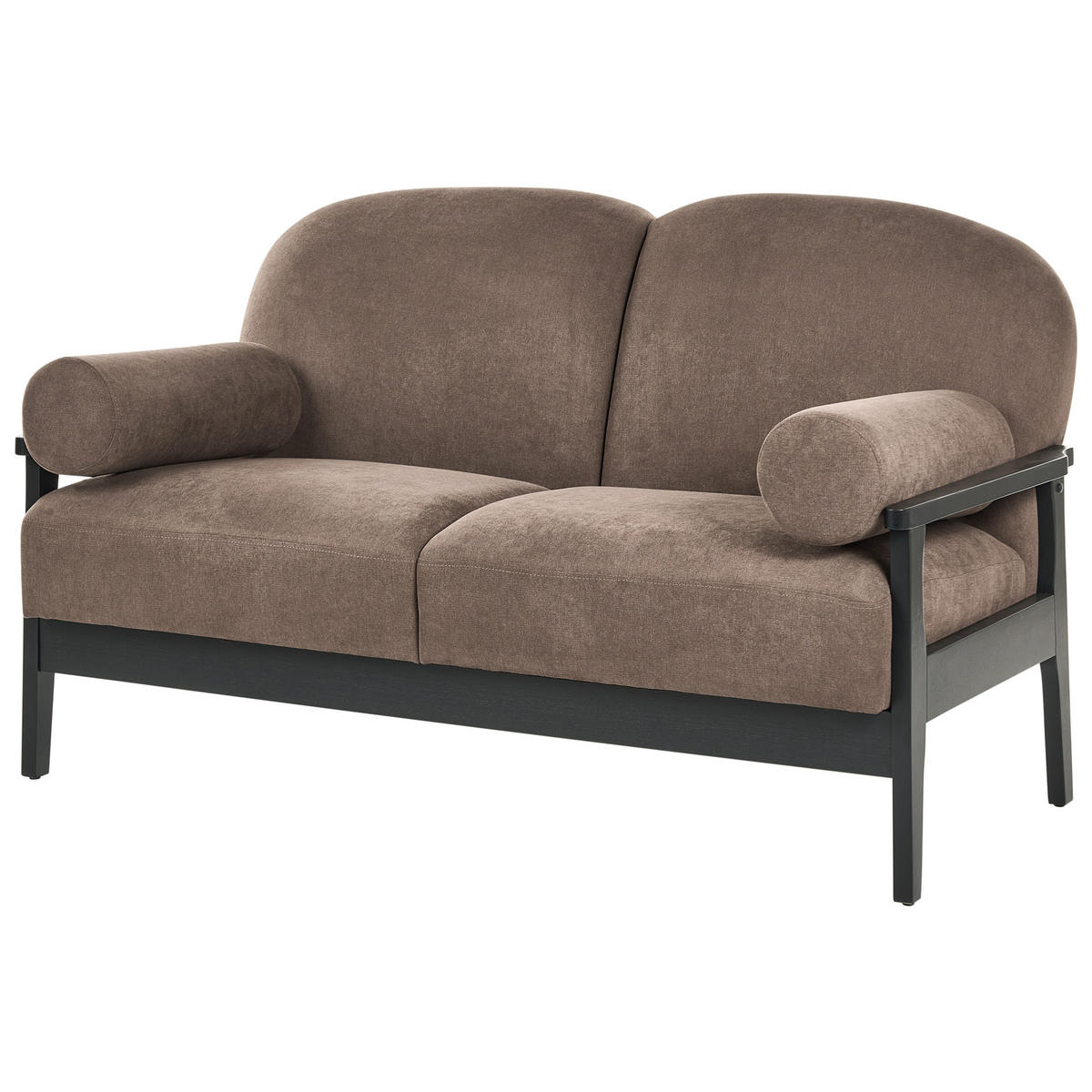 2-SITZER-SOFA Stoff Braun Pilarne - Schwarz/Braun, Textil (153/88/84cm) - Beliani