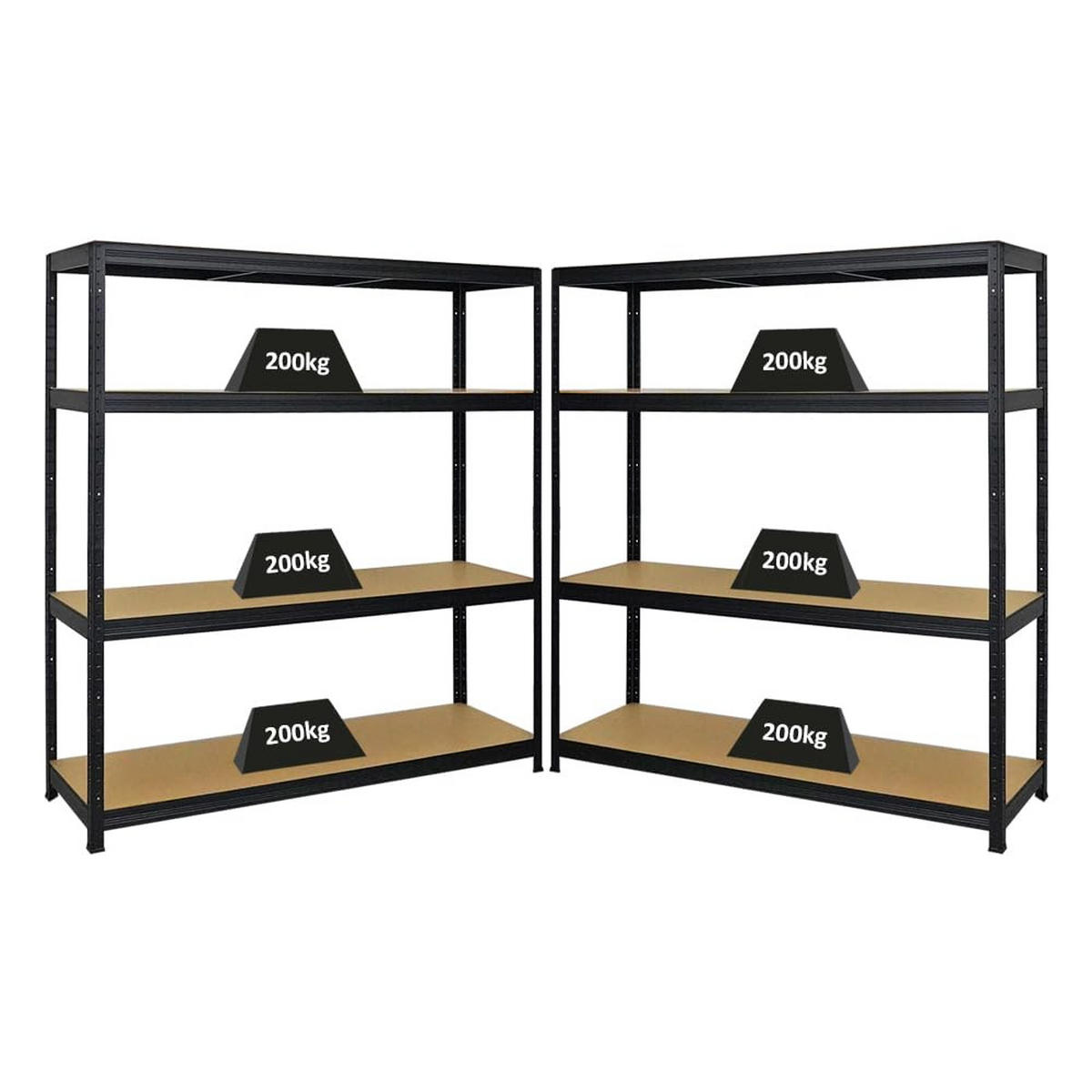 SCHWERLASTREGAL Giant Elephant 2er-Set mit 2x 160x150x45 cm Fachlast 200 kg Schwarz - Schwarz, Metall (300/160/45cm) - PROREGAL