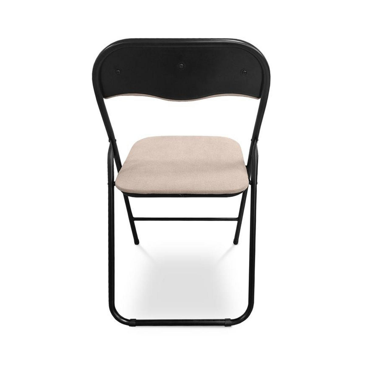 KLAPPSTÜHLE 6er-Set gepolstert, beiger Stoff und schwarze Metallbeine - Greta - Beige/Schwarz, Textil/Metall (44/78/46cm) - Sicaan