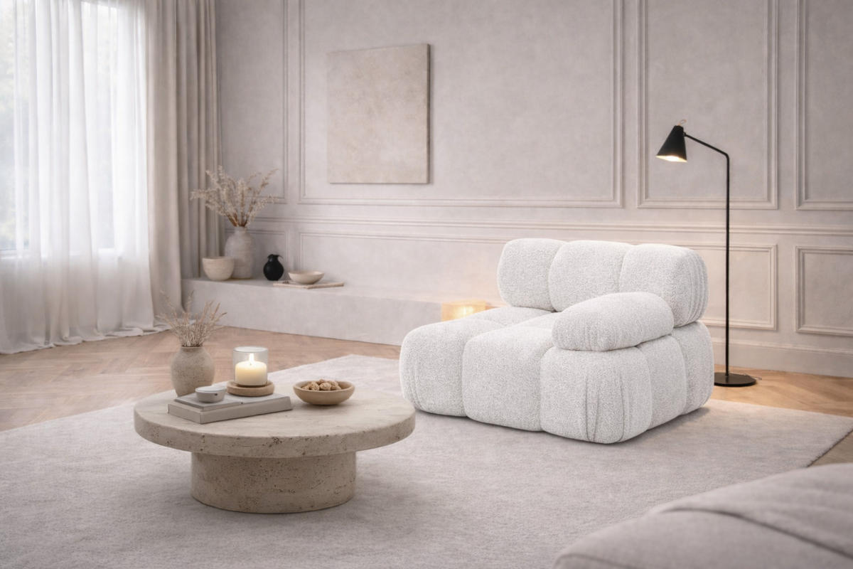 MODUL Seitlich, Für Modulares System, Stoff Abriamo, Ecru, Rechts, Selia - Ecru, Holz (95/70/95cm) - Kaiser Möbel