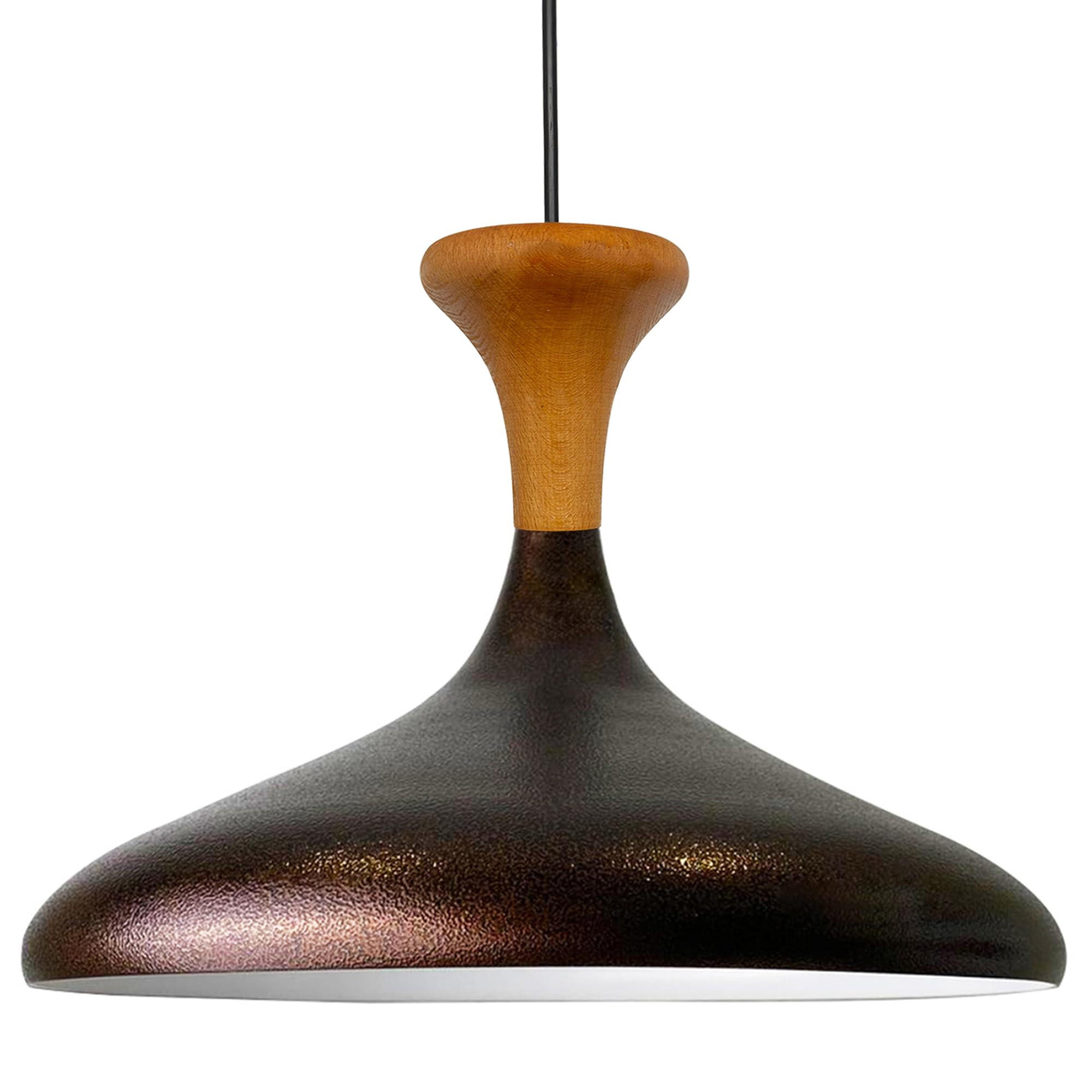 PENDELLEUCHTE Champion Pilz-Holz 35/29 cm - Weiß/Kupferfarben, Holz/Metall (29/35/29cm) - Bamyum
