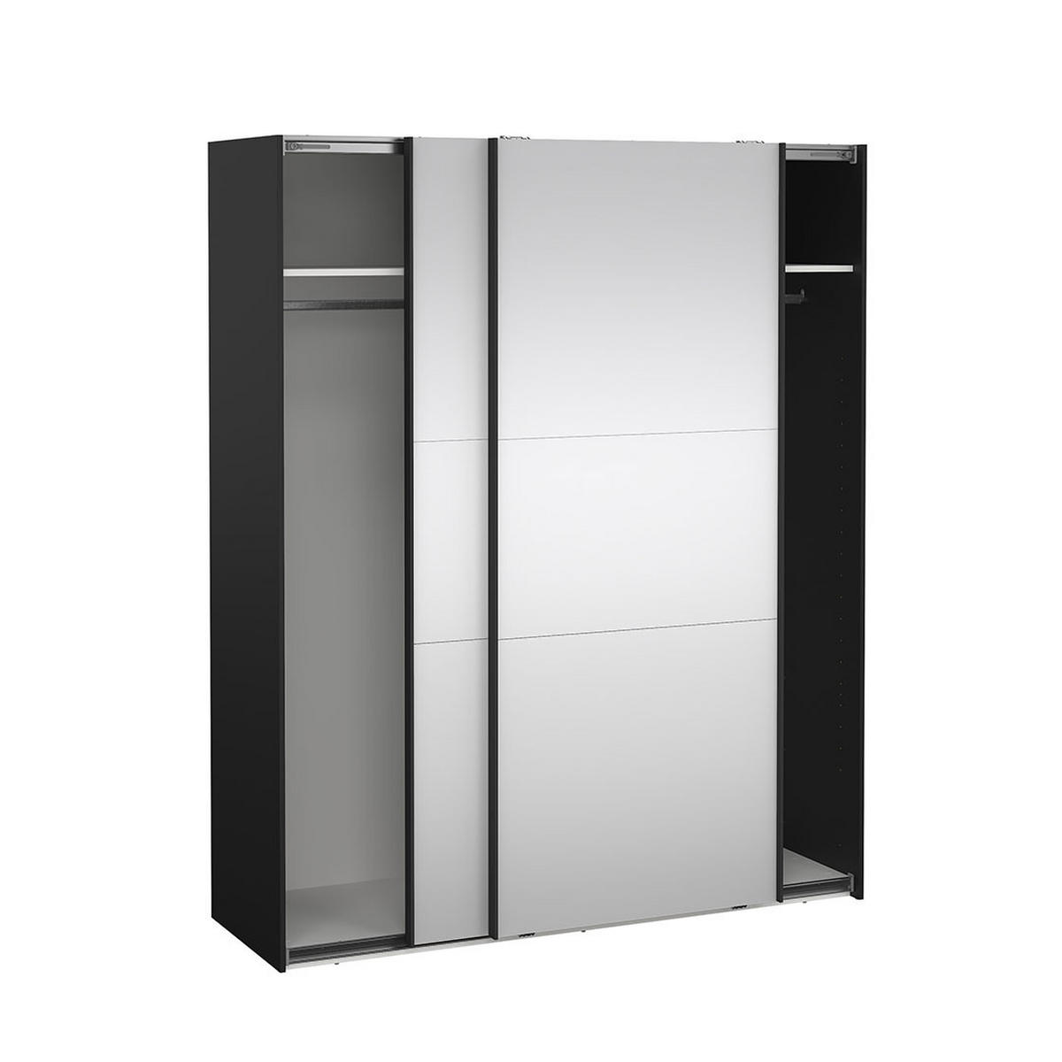 SCHIEBETÜRENSCHRANK, Como, Schwarz, Holzwerkstoff, 179 x 67 x 221 cm - Schwarz, Holzwerkstoff (179/221/67cm) - ebuy24