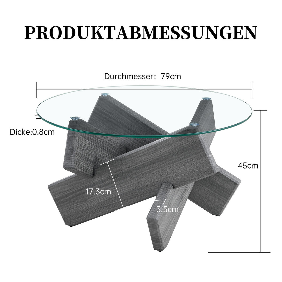 KONFERENČNÍ stolek 79/79/45 cm šedá transparentní z MDF a skla s křížovou podnoží - šedá, kompozitní dřevo (79/79/45cm) - OKWISH