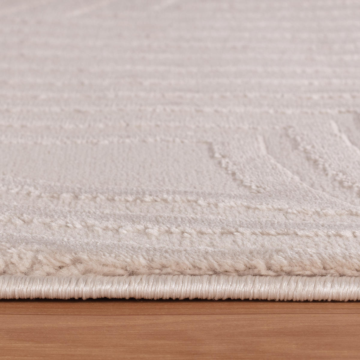 TEPPICH Wohnzimmer 3D-Effekt Pflegeleicht Waschbar OEKO-TEX Beige 80x150 cm Gekettelt Flur – ILLER - Beige, Textil (80/150cm) - KADIMA DESIGN