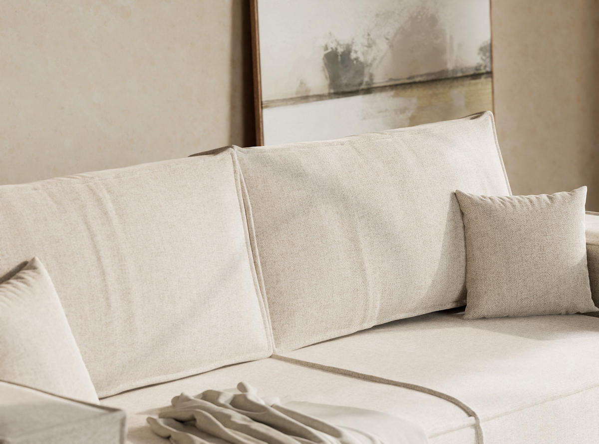 ROZKLÁDACÍ POHOVKA Milos, textil, krémový - černá/krémová, dřevo/kompozitní dřevo (255/70/105cm) - Maison de Reve