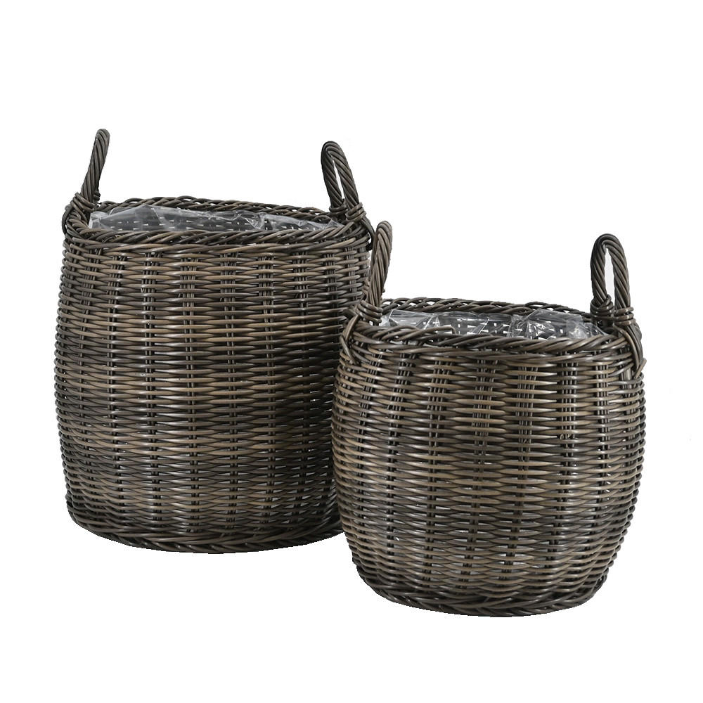 PFLANZKÖRBE 2er Set, Rattan, braun - Braun, Kunststoff (40cm) - dasmöbelwerk