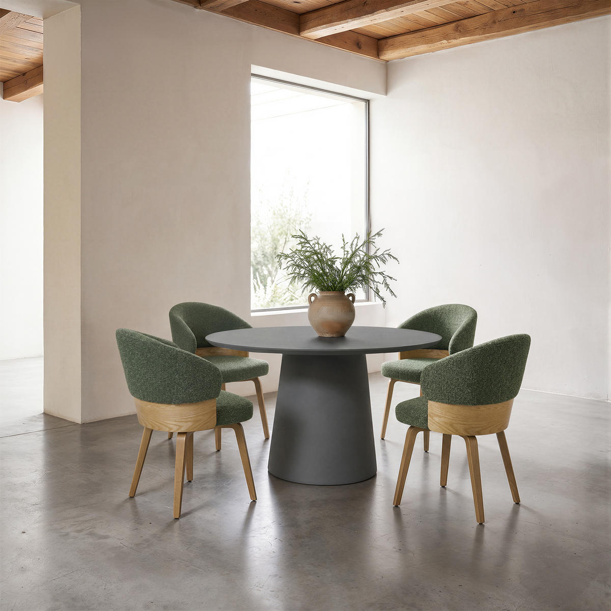 ESSZIMMERSTUHL SERENE COCOON aus Sperrholz und Stoff 57x61,5x80,5 - Smaragdgrün, Holz/Textil (61.5/80.5/57cm) - Elementi