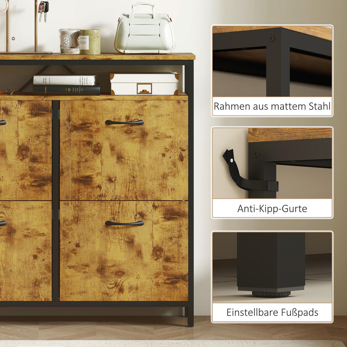 SCHUHSCHRANK Rostfarben 24.0/98.0/95.0 cm - Rostfarben, Holzwerkstoff (98/95/24cm)