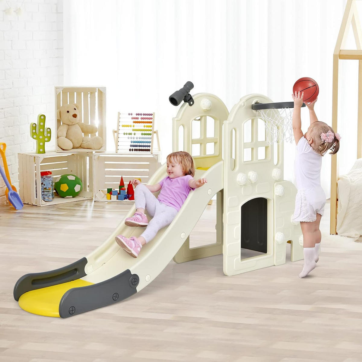 SPIELPLATZ 6 in 1 Kinder Gelb - Gelb, Kunststoff (83/98/190cm) - COSTWAY