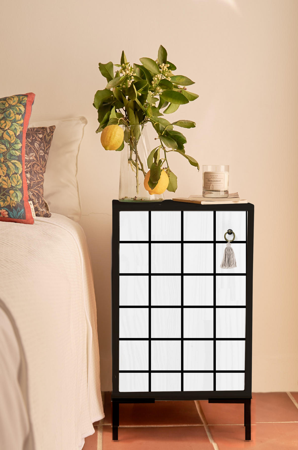 NACHTTISCH aus MDF mit SQUARES - Creme, Holzwerkstoff (30/65/40cm) - RNT By Really Nice Things