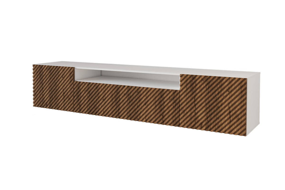 LOWBOARD ZENO-W 200x40x41 cm - Weiß / Katania - Eiche Wotan, Holzwerkstoff (200/40/41cm) - ALTDECOR