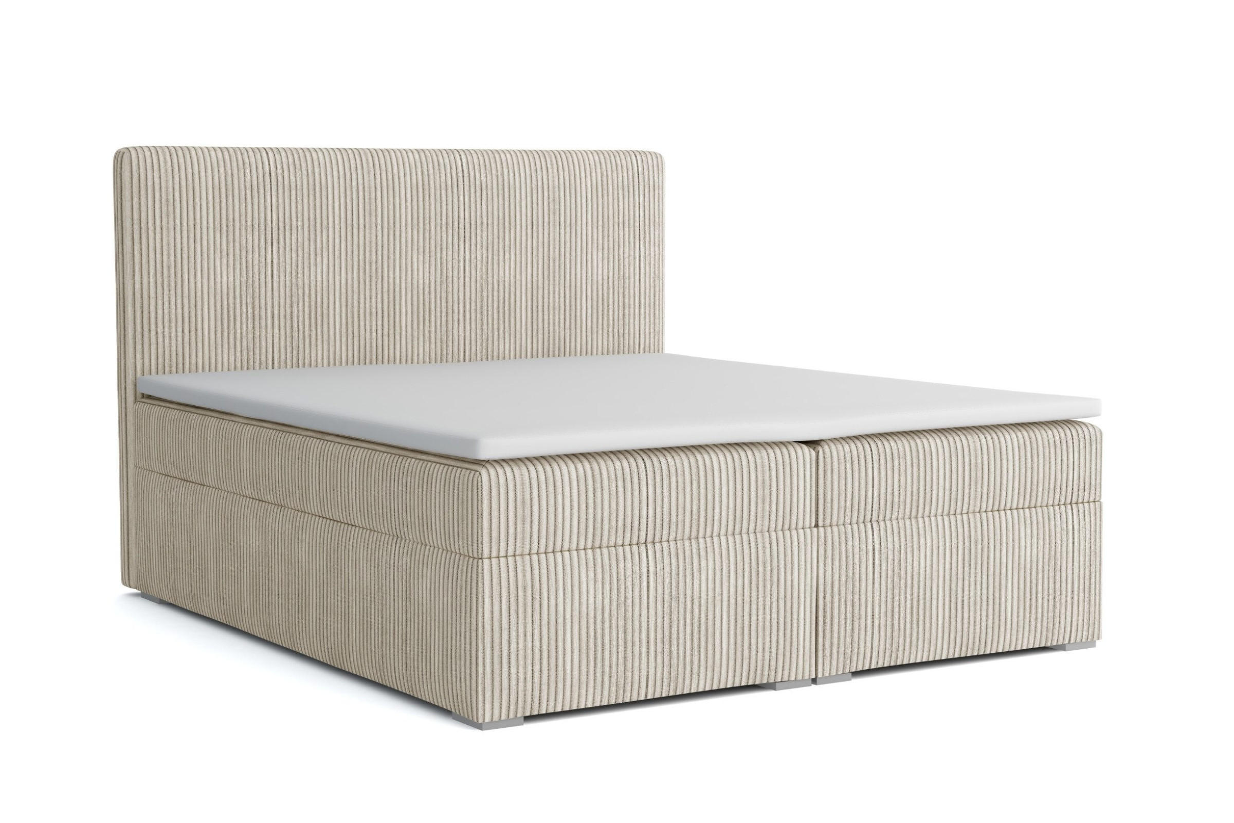 BOXBETT LOFT IV 180/200 Cord Creme mit Bonell-Federkernmatratzen H3 - Creme, Holz/Holzwerkstoff (180/200cm) - Deine Möbel 24