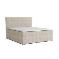 BOXBETT LOFT IV 180/200 Cord Creme mit Bonell-Federkernmatratzen H3 - Creme, Holz/Holzwerkstoff (180/200cm) - Deine Möbel 24