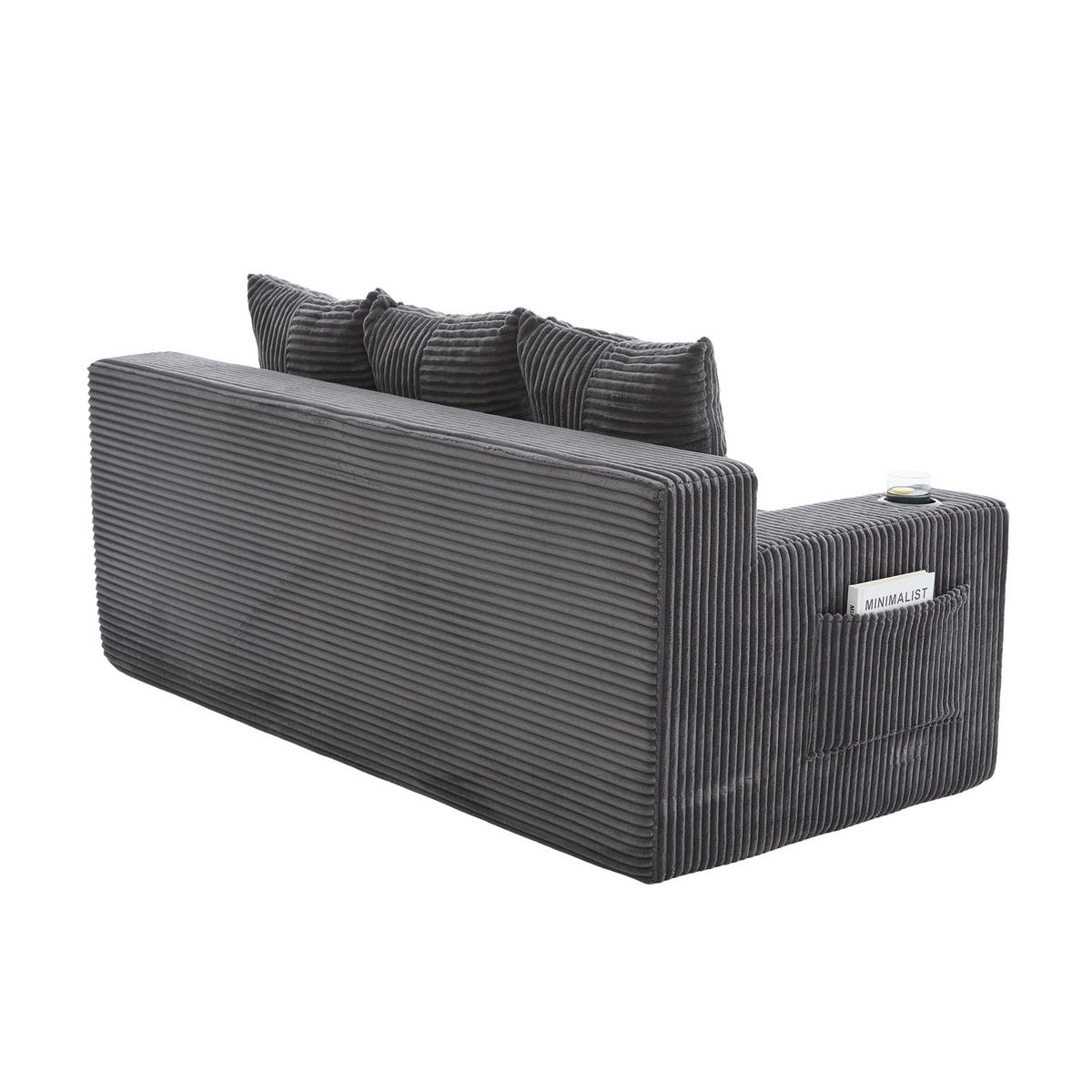 SCHLAFSOFA Modular mit Getränkehaltern und Seitentaschen, DE-42913, Grau - Grau, Textil (172/64/87cm) - ComfortXL