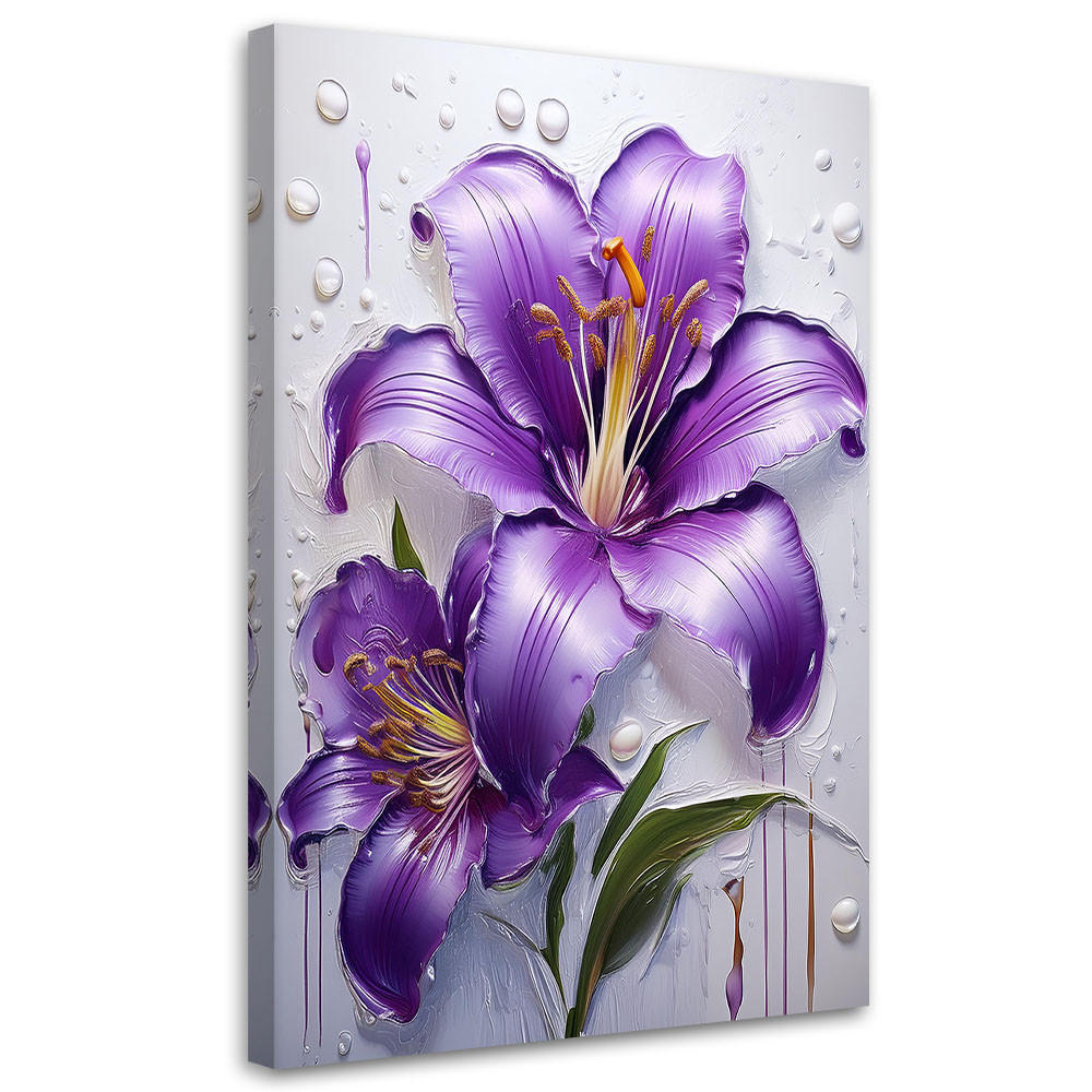 WANDBILD lilienblume lila bemalt - Lila, Textil (40/60cm) - Feeby