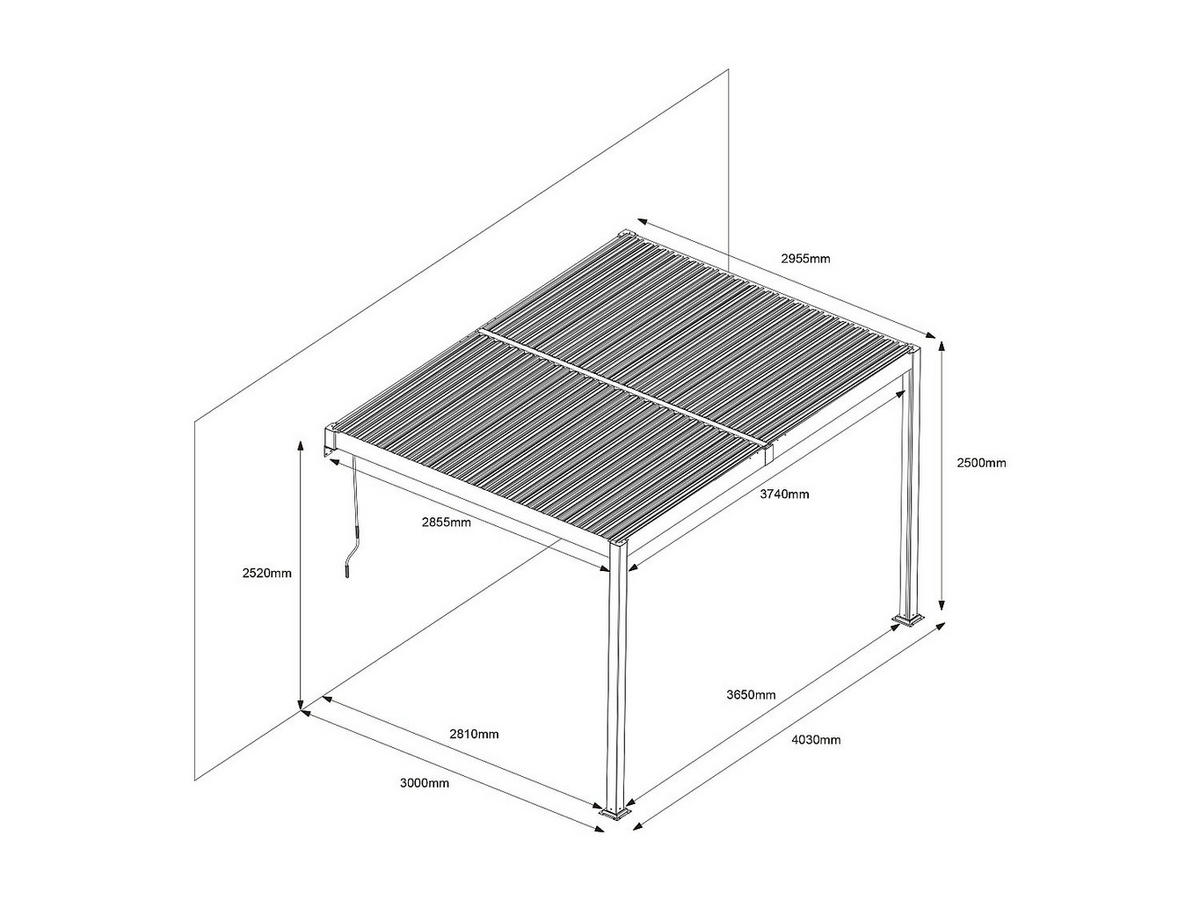 ANLEHNENDE Pergola - 400 cmcm x 300 cmcm - Metall, Metall - Weiß - SERADO - Weiß, Metall (400/250/300cm) - Vente-Unique